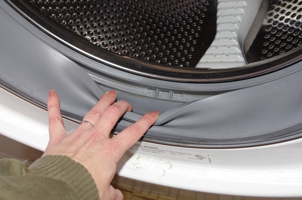 mosógép takarítás, gumis rész